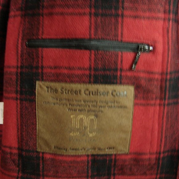 Mens Pendleton Wool Street Cruiser Coat 100 year celebration red plaid Large Jkt - Picture 11 of 16